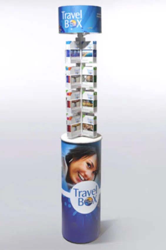Point-of-purchase display design: Spinner Travelbox for Thomas Cook