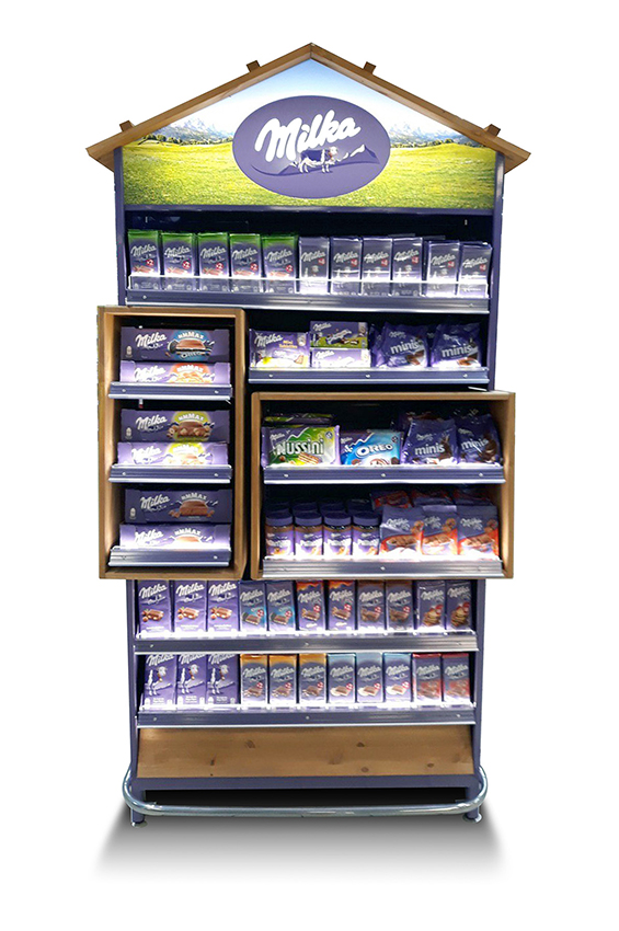 Point-of-purchase display design: Retail endcap Milka