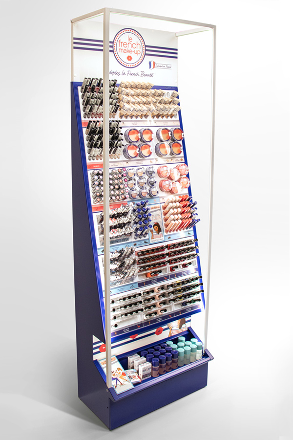 Point-of-purchase display design: Linear shelving Le French Make-up