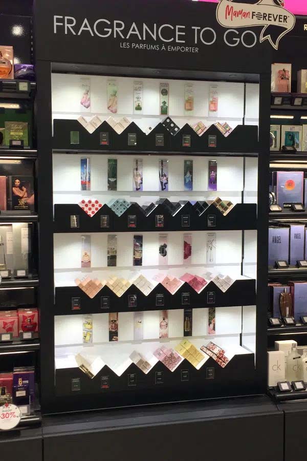 Point-of-purchase display design: POS display Sephora Fragrance to Go