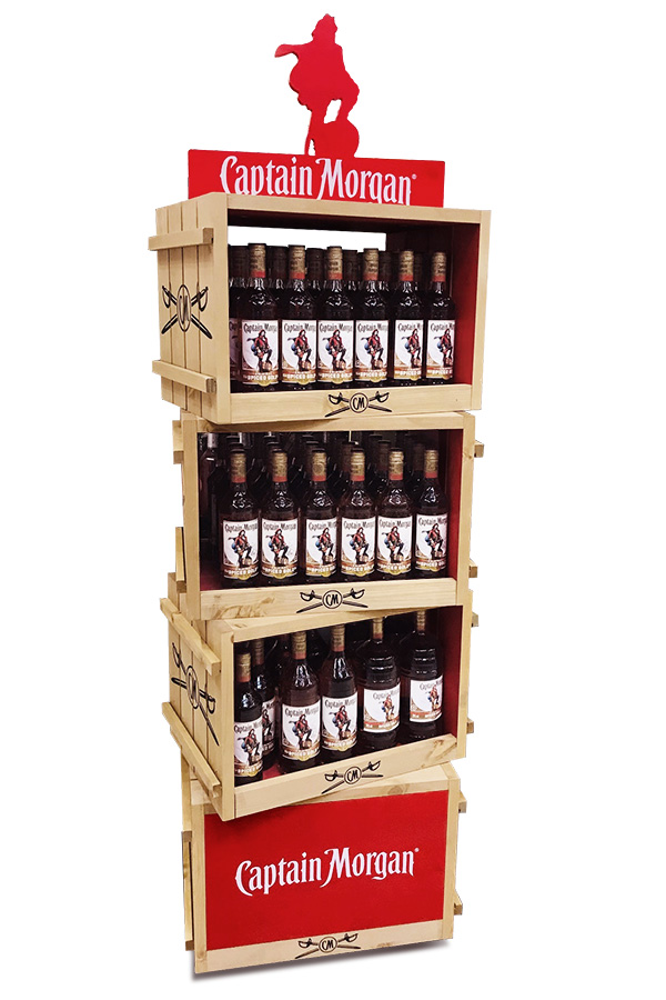 Point-of-purchase display design: Captain Morgan: off-shelf displaying retail