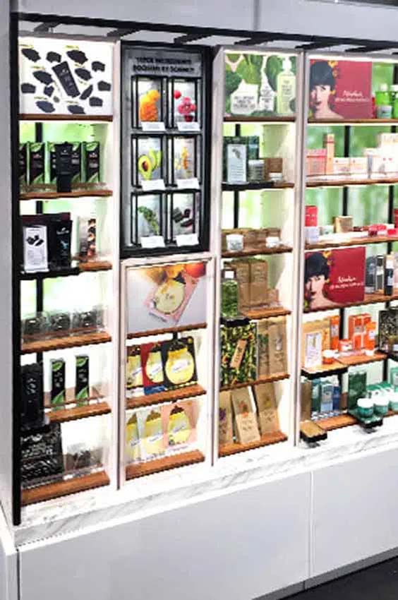 Point-of-purchase display design: Custom retail shelving Sephora