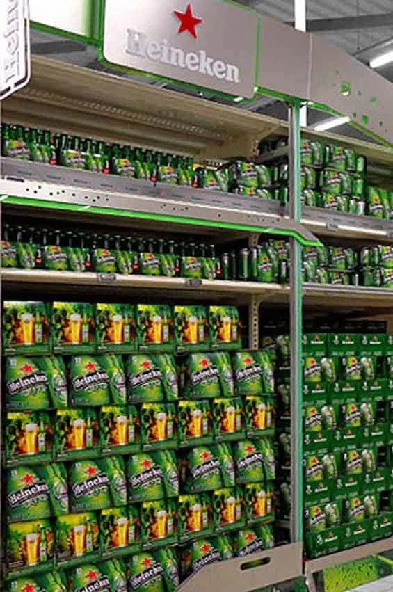 Point-of-purchase display design: Retail shelving animation Heineken