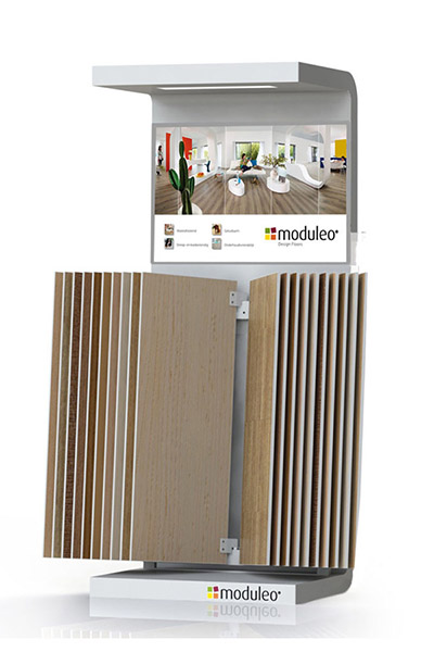 Wing display for Luxe vinyl tiles Moduleo