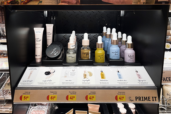 Shelving kruidvat private label makeup