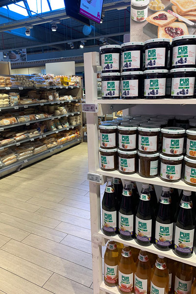 Cross-merchandising vloerdisplay voor Pur Natur jam