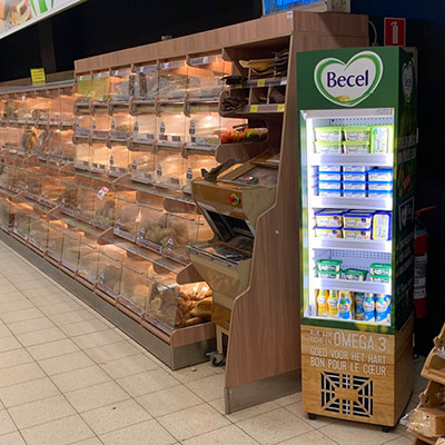 POS koelkast voor Becel in de bakkerij