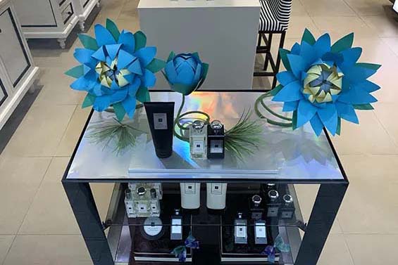 Jo Malone paper flower instore installation