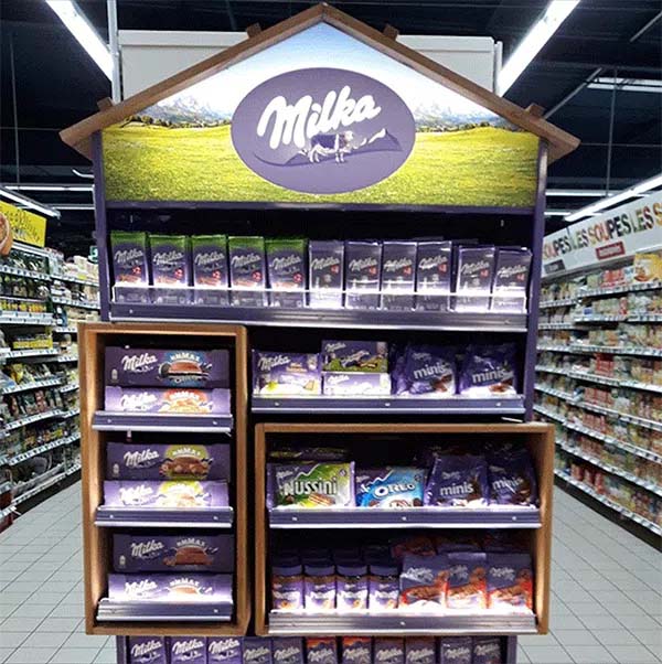 Gondelhoofd voor chocolade assortiment Milka