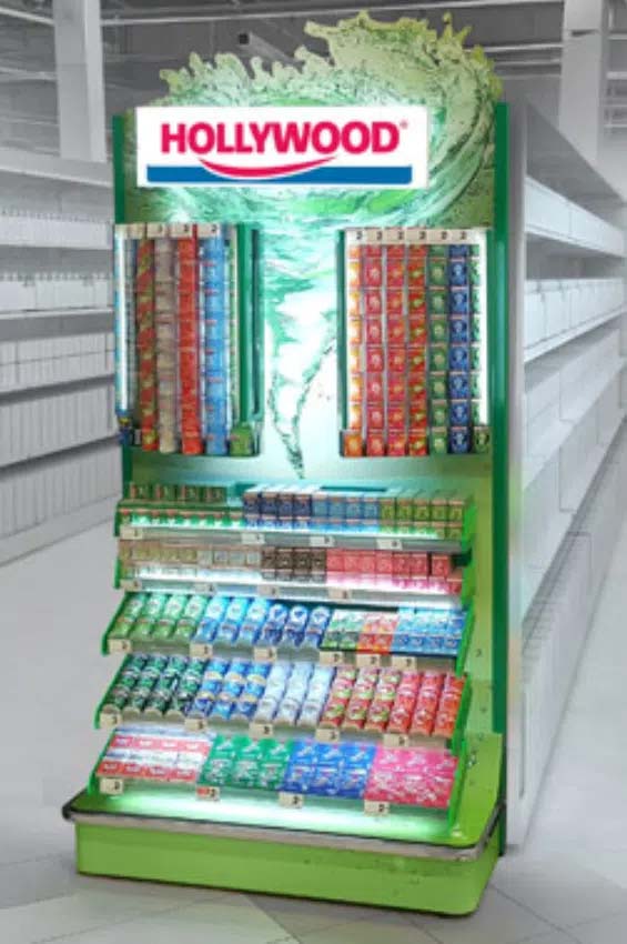 'Tornado' end cap for a chewing gum brand