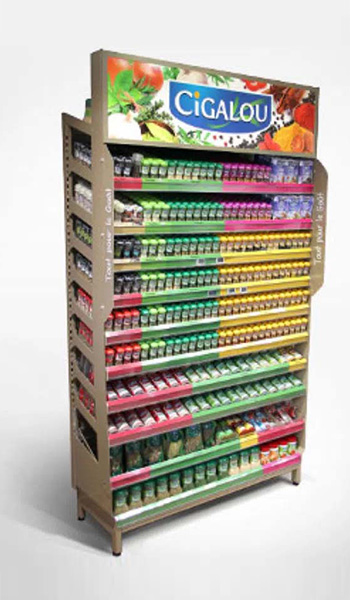 Spice racks for supermarkets