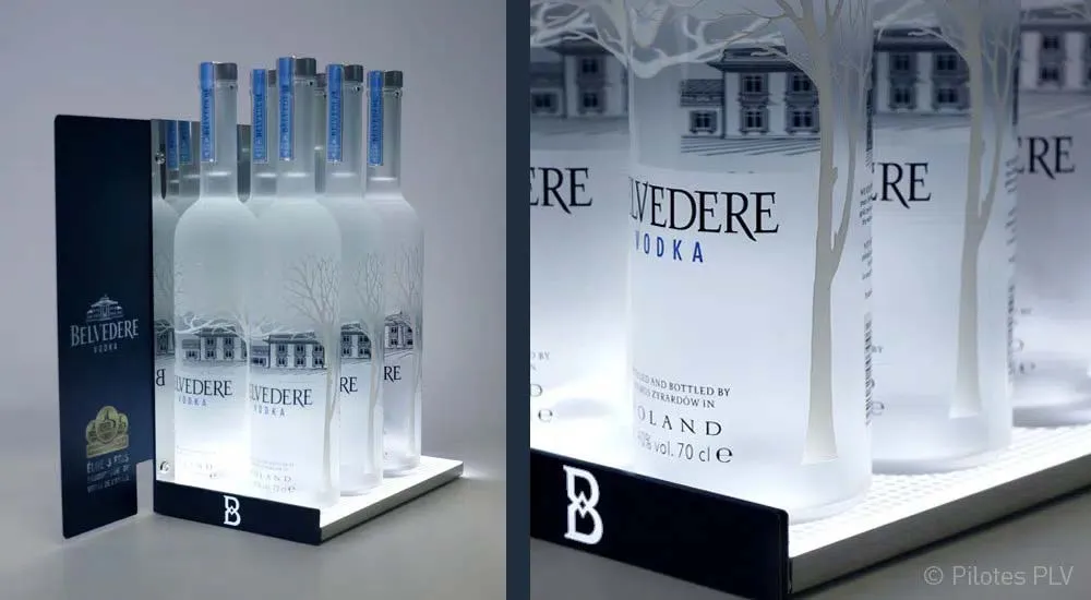 Led-illuminated tray for Belvedere vodka