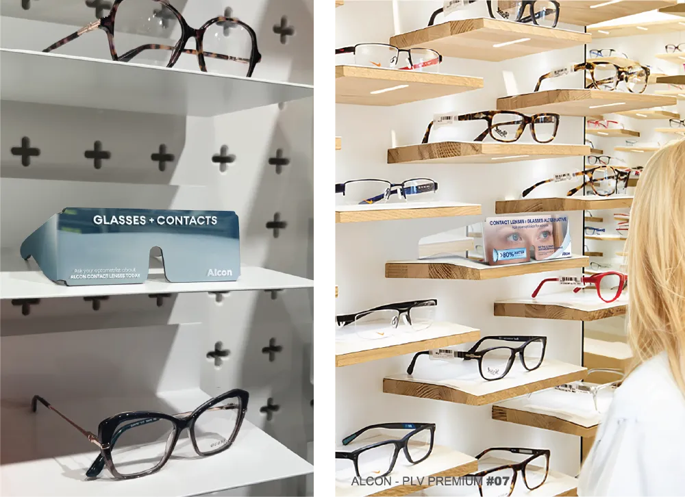 Campagne de découverte en magasin pour les lentilles de contact ALCON : la communication linéaire