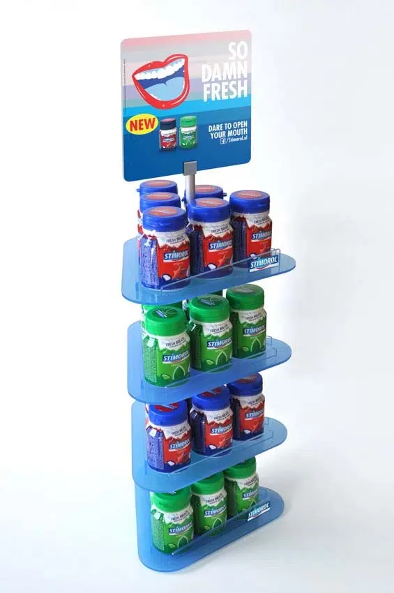 POP stock-holding display in plexiglas